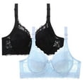 thumbnail image 1 of Puntoco Bralettes para mujer, 2 piezas, ropa interior con hebillas delanteras y estampado de leopardo, sin cierre de acero, 1 of 2