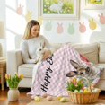 thumbnail image 4 of Throw Blanket Fleece Throw Blanket 50x80in, Happy Easter Words Bunny Soft Lightweight Bed Blankets Tulips Flowers Eggs Pink Plaid Fuzzy Couch Blankets for All Season, 4 of 9