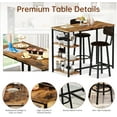 thumbnail image 6 of Cvortll Dining Table Set for 2, Counter Height Pub Table Set with 2 PU Leather Bar Stools and 3-Tier Shelves, Kitchen Island Set for Small Space Kitchen, Dining Room, 6 of 9