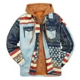 thumbnail image 1 of Awdenio Men's Thick Quilted Plaid Printed Jacket Hooded Fake Two-piece Jacket Cotton-padded Jacket, 1 of 7