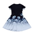 thumbnail image 4 of CCRFTGI Short Sleeve Dresses for Children Girls Size 7 Basic 2026 Summer A Line Skater Dress Funny Floral Print Dresses Party Girls Fashion Blue 7-8 Years, 4 of 5