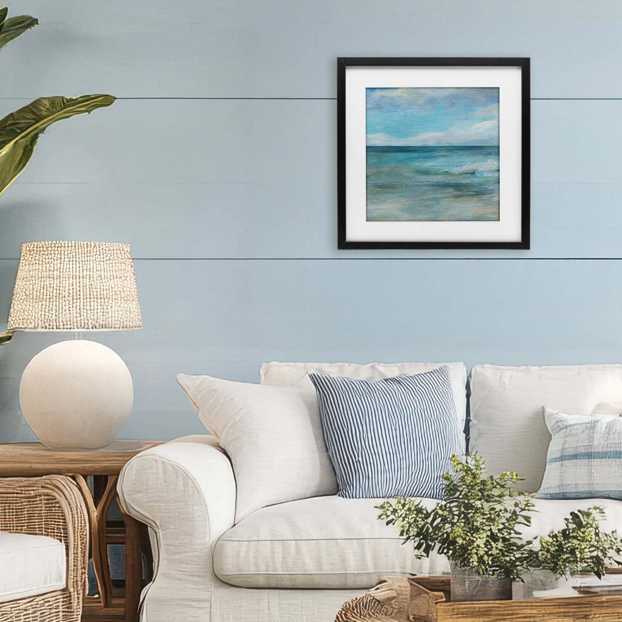 Stupell Industries Aqua Seascape Tranquility Black Framed Print Under Glass, design by Carol Robinson