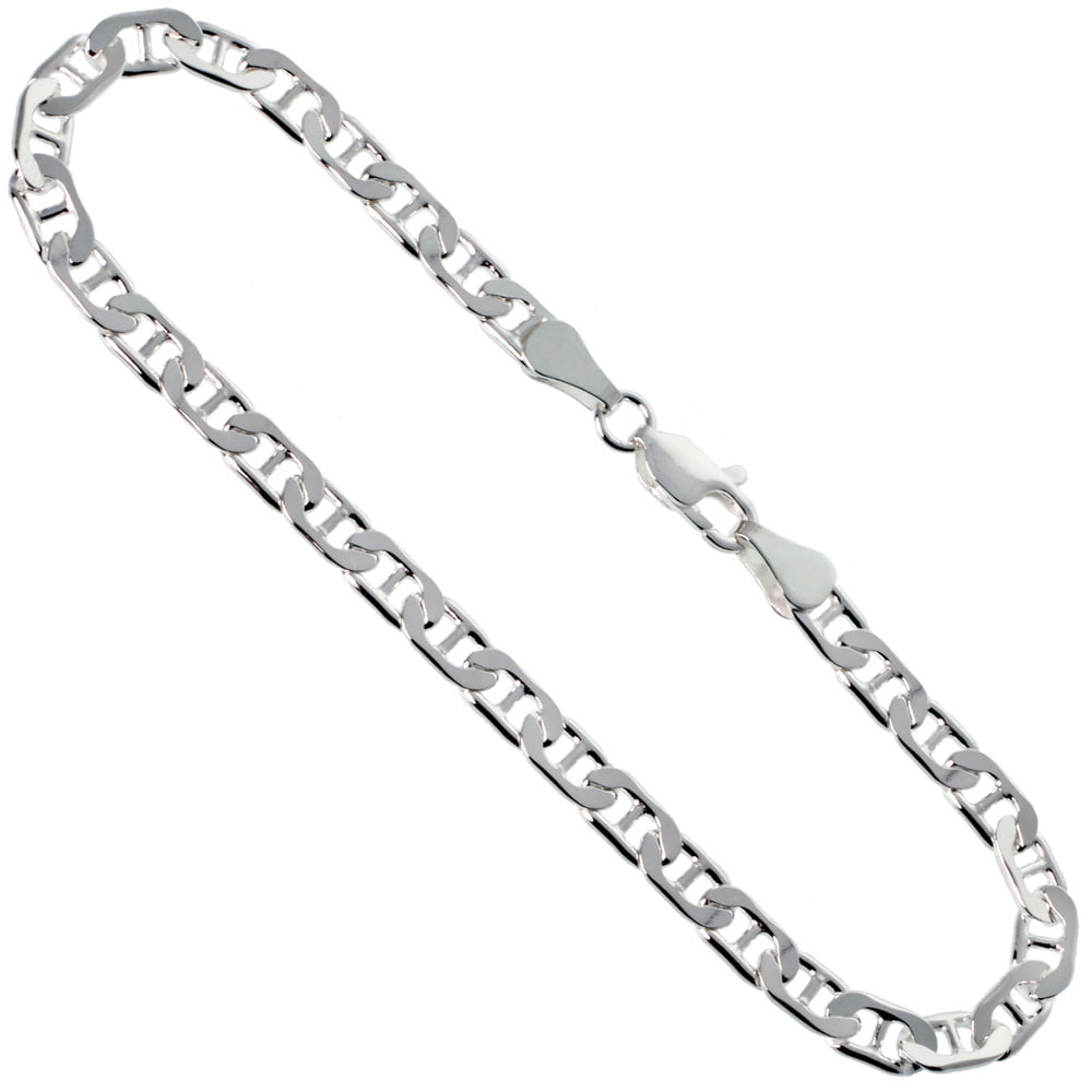 Sterling Silver Unisex Two Tone 6MM Mariner Chain Necklace