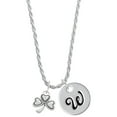 thumbnail image 1 of Delight Jewelry Silvertone Antiqued Shamrock Silvertone Script Initial Disc - W - Charm Necklace, 20"+3", 1 of 4