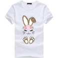 thumbnail image 1 of EQWLJWE Chemises de Pâques pour Femmes, Été Mignon Imprimé Lettre Hauts Blouse Décontractée Manches Courtes Col Rond T-Shirts Graphiques Lapin Liquidation, 1 of 5
