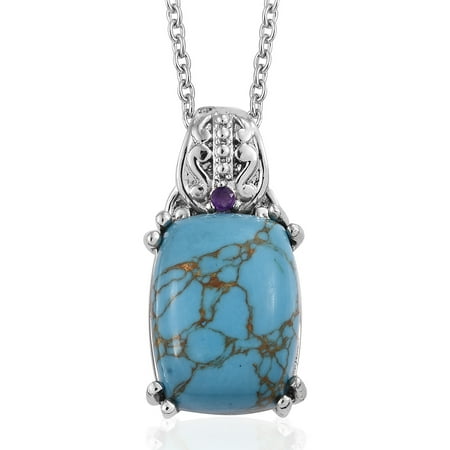 Reconstituted Turquoise Pendant - Blue Turquoise Amethyst Pendant Necklace for Women Jewelry Gift 20