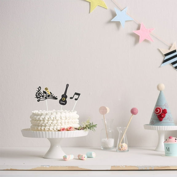 NICEXMAS Musical Cake Topper Multi-Colored Paper Guitar Cake Toppers 40Pcs