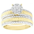 thumbnail image 3 of 10K Yellow Gold Diamond Trio Set Circle Bridal Set + Fluted Wedding Band 1 CT, 3 of 9