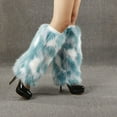 thumbnail image 2 of Women Warm Fluffy Faux Fur Leg Warmer Lady Fashion Casual 2023 Fall Knee-length Hipster Warm Sock Fuzzy Long Boot Cuffs Covers Sky Blue 15CM, 2 of 4