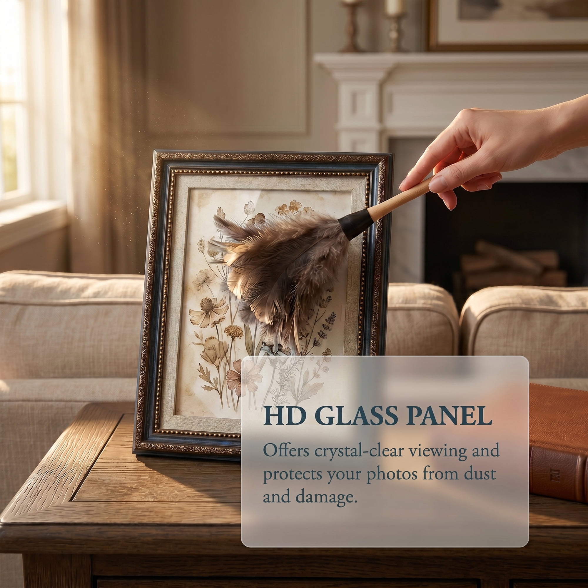 Unique Bargains Vintage Resin Picture Frame with HD Glass Blue 4" x 6"