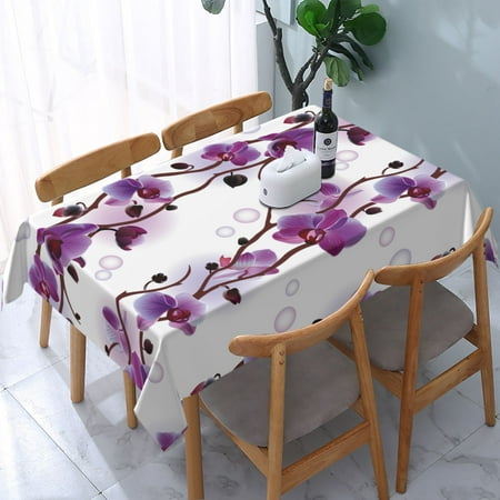 

Tablecloth Orchids With Branches Flowers Spring Summer Season Foliage Table Cloth For Rectangle Tables Waterproof Resistant Picnic Table Covers For Kitchen Dining/Party(54x72in)