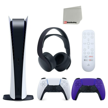 Sony PlayStation 5 Digital Edition with Media Remote, PULSE 3D Wireless Headset, Controllers, White