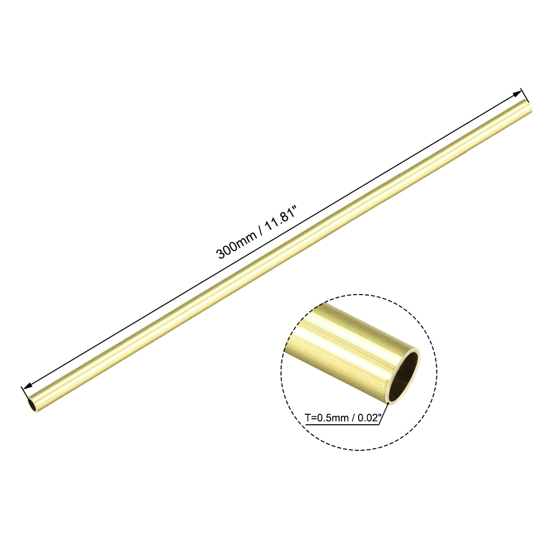 Unique Bargains 8pcs 0.08" to 0.22" OD x 0.02" Wall Thickness 11.81" Long Brass Tube