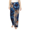 thumbnail image 2 of Picia Elegant Blue Gold Blooms Womens Soft Woven Cotton Elastic Waistband Sleep Pajama Pant Lounge Sleep Pant With Pockets And Drawstring-XX-Large, 2 of 9