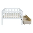 thumbnail image 5 of Holaki Twin Size Wood Bed with Guardrails and 2 Storage Drawers for Kids, White, 5 of 7