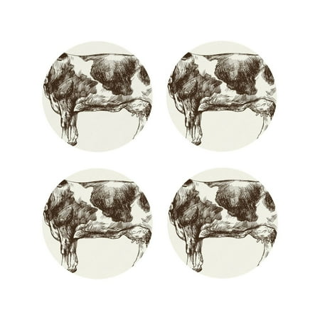

Honeii Cow 1 Print Leather Coaster Set of 4 Ideal for Safeguarding Your Furniture from Drinks Spills and Effortless Cleanup-Round Shape