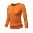 thumbnail image 1 of FashionOutfit Women's Solid Crew Neck Button Down 3/4 Sleeves Knit Cardigan, 1 of 1