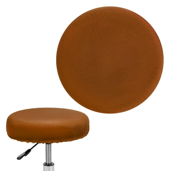 Uxcell 1-Pack Bar Stool Covers Round, for 12-14 Inch Velvet Washable Stool Cushion Slipcover with Elastic Bands [Brown]