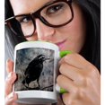 thumbnail image 2 of 3drose, Young Grackle in Black and White, 11oz Two-tone Green Mug, 2 of 6