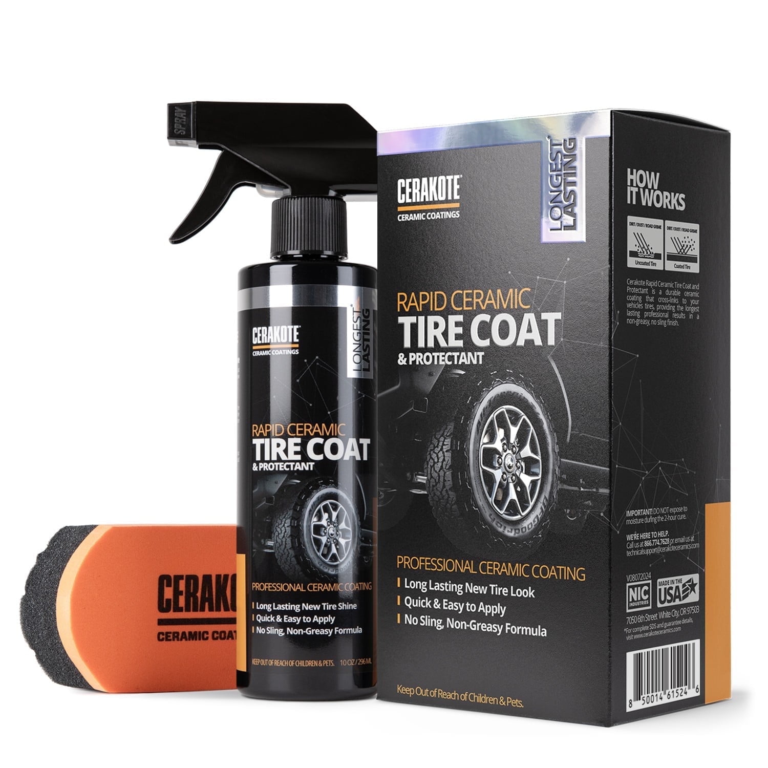 CERAKOTE Car Spray Shine Kit: Rapid Ceramic Tire Coat (8oz