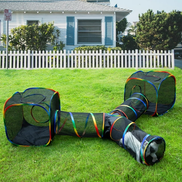 Parque para gatos LUCKITTY Outdoor Rainbow con 2 túneles tipo cubo