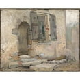 thumbnail image 2 of Fredrik Kolstø 14x12 Black Ornate Wood Framed Double Matted Museum Art Print Titled: House Wall in Grez (1882), 2 of 5