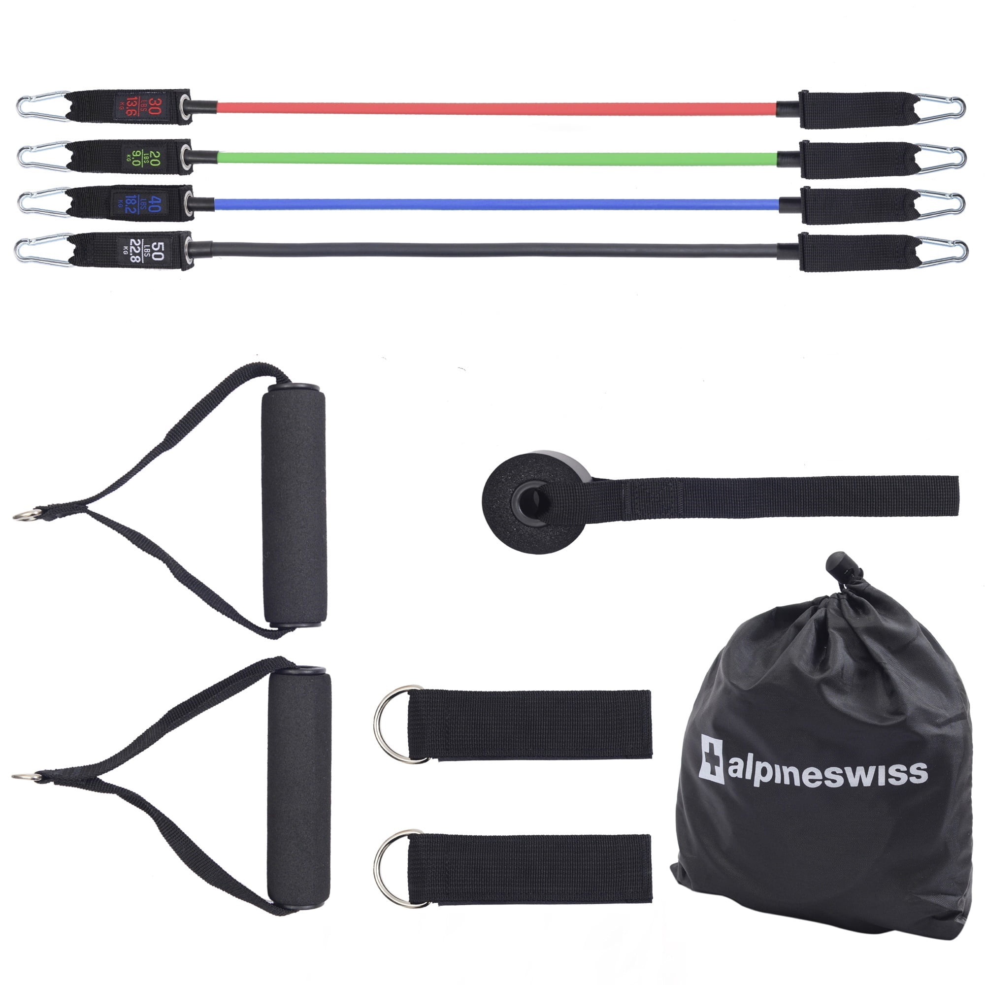 Alpine Swiss Exercise Resistance Bands with Handles Workout Fitness Tube Bands