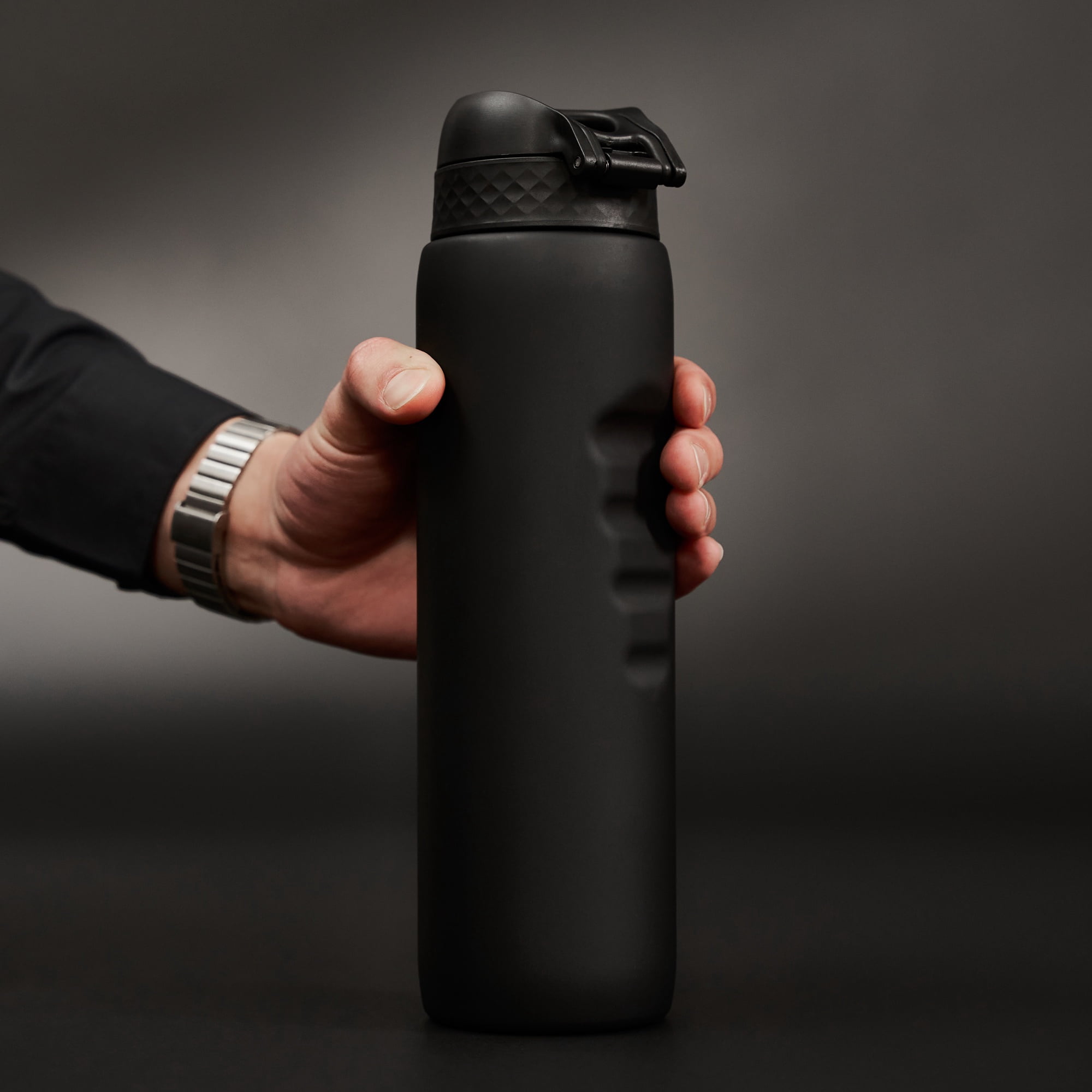 ION8 Leak Proof Flip-Top 1 Litre Water Bottle, BPA Free, Dishwasher-Safe, Black, 1000ml (32oz)