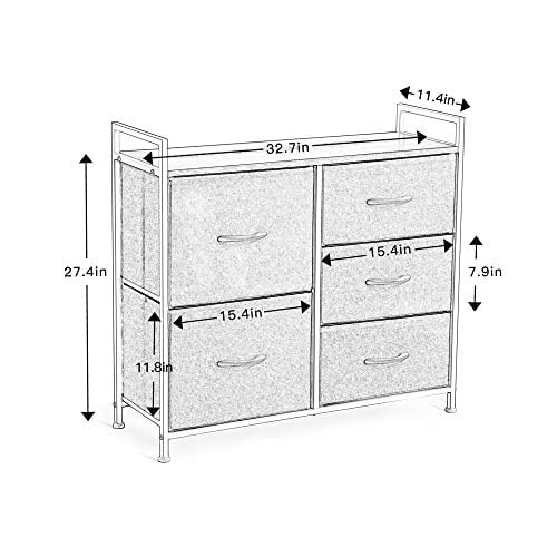 REAHOME 6 Drawer Steel Frame Bedroom Storage Organizer Dresser, Black Grey  