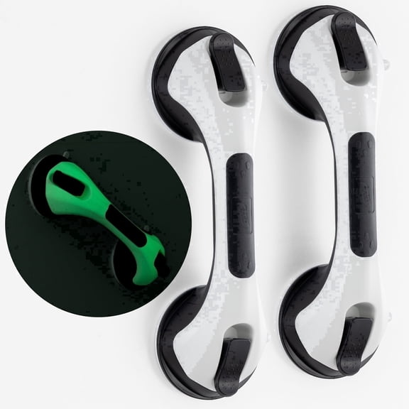 TAILI Shower Handle 12.2 inch Strong Suction Shower Bar, Shower Grab Bars for Seniors, Injured, Handicap (2 Pack)