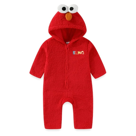 Sesame Street Elmo Cosplay Hooded Coverall with 3D Eyes (Boys), Sizes 12M-4T