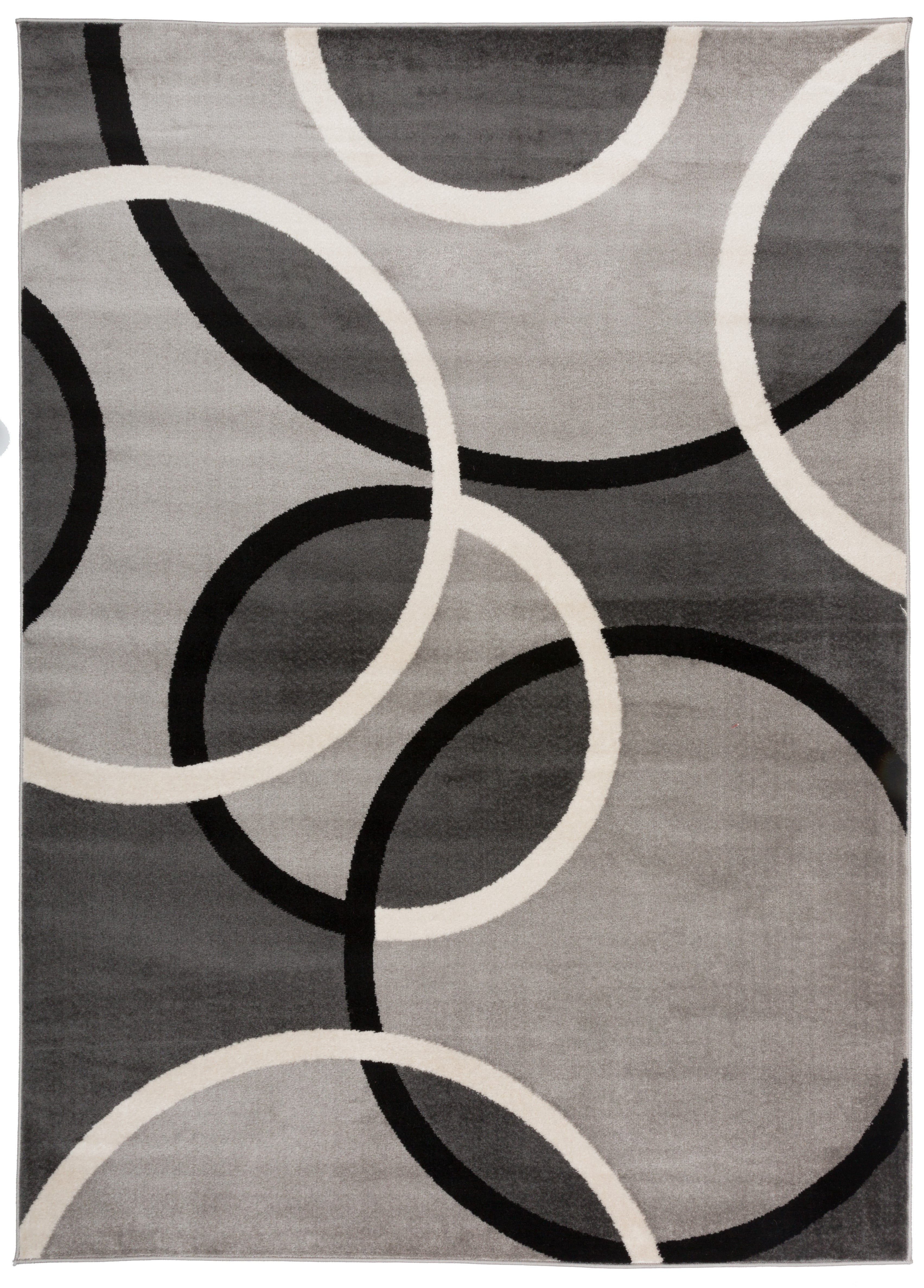 Contemporary Abstract Circles Area Rug 5' 3" x 7' 3" Gray