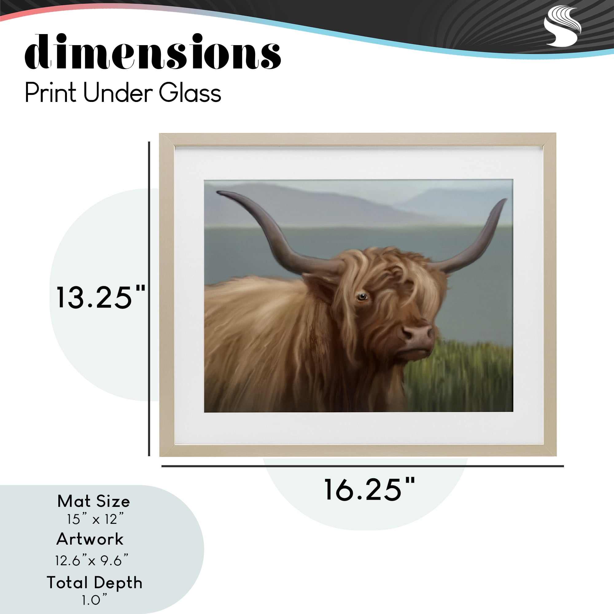 Stupell Industries Scottish Highland Cattle Landscape Birch Framed Print Under Glass, design by Matthew Piotrowicz