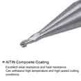thumbnail image 4 of Uxcell 2 Pieces Ball Nose End Mills 0.5mm Radius Solid Carbide AlTiN Coated 2 Flutes HRC45 CNC Router Bits, 4 of 6