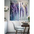 thumbnail image 4 of Butterfly Flower Sheer Curtains 63 Inch Length 2 Panels Set, Pastoral Purple Painting Grunge Art Voile Window Treatment Rod Pocket Curtains Sheers Drapes for Bedroom/Living Room/Kitchen 52x"63"x2, 4 of 7