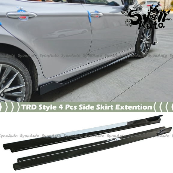 FITS 2025  TOYOTA CAMRY GLOSSY BLACK TRD STYLE 4PCS ADD-ON SIDE SKIRT EXTENSION