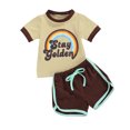 thumbnail image 1 of Infant Baby Clothing Set, Crew Neck Printing Tops + Elastic Waist Shorts, 1 of 8