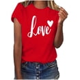 thumbnail image 1 of BLVB T-Shirts de la Saint-Valentin pour Femmes Mignons avec Cœur Graphique T-Shirts Manches Courtes pour Elle, 1 of 7