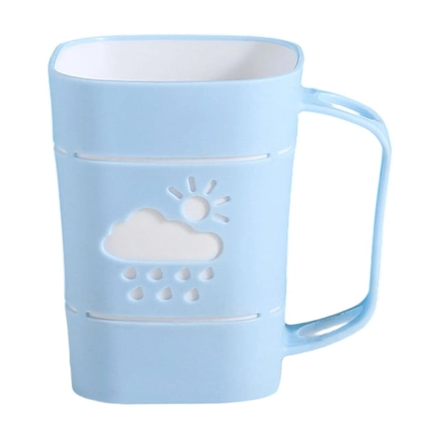 Bathroom Mouthwash Cup Cute Couple Toothbrush Cup Rain Pattern Handle Plastic Toothbrush Cup