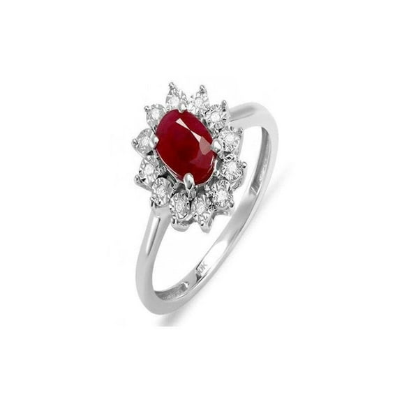 1 Carat Ruby and Diamond Antique Engagement Ring in 14k White Gold affordable ruby & diamond engagement ring
