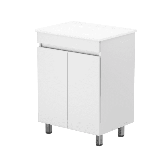 BOFANG 24" Small Bathroom Vanity with Sink, White Modern Vanity Cabinet with 2 Doors,White