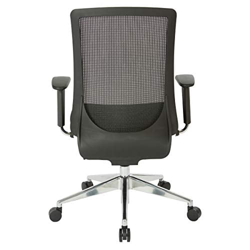 Black Bonded Leather Office Star 521 Series High Back Vertical Breathable Mesh Office Desk Chair with Height Adjustable Arms Seat Slider and Angled Base