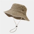 thumbnail image 3 of Sun Hats for Men Women Outdoor Travel Fishing Mountaineering UV Protection Wide Brim Boonie Hat Safari Cap Distressed Denim Style Adjustable Chin Strap for Adults Everyday Casual Apparel Gear, 3 of 4