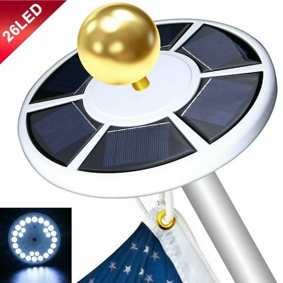 2Z Solar Flag Pole 8th Gen Light, Bright 26 LED Solar Powered Waterproof LED