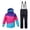 Purple, variant on Girls Snowsuit Size 7/8 Kids 2 Piece Ski Suit Set Color Block Hooded Waterproof Snow Jacket and Bib Ski Pants Warm Insulated Snowboard Outfit for Boys Girls