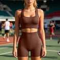 thumbnail image 5 of Shrysg Women's 2 Piece Sets Wireless Push Up Sports Yoga Bra with High Waist Booty Scrunch Biker Shorts Set for Gym Coffee, 5 of 8
