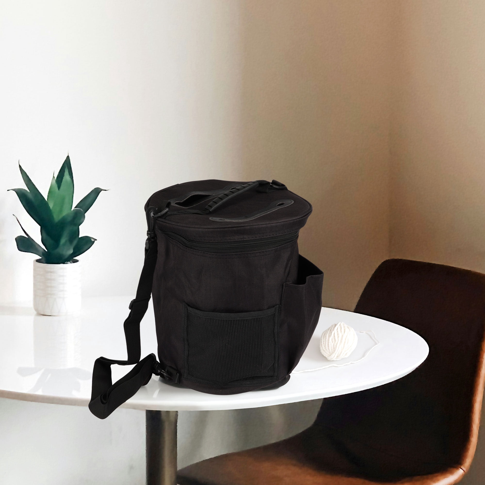 JubileeYarn Cylindrical Fabric Yarn Storage Tote Bag - Black - 1 Bag