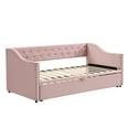 thumbnail image 5 of Bed Frame Twin Size Upholstered daybed with Pop Up Trundle, Pink, 5 of 8