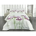 thumbnail image 3 of Ambesonne Green Flower Quilted Bedspread Set 3 Pcs, Spring Foliage, King Size, Lilac Green, 3 of 5