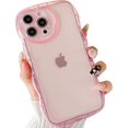 thumbnail image 3 of Compatible with iPhone 14 Pro Case(2022 6.1"),Cute Clear Love Case,Love-Heart Camera Frame Wavy Edge Transparent Full Protection Soft TPU Shockproof Phone Case Cover for Women Girls,Pink, 3 of 7